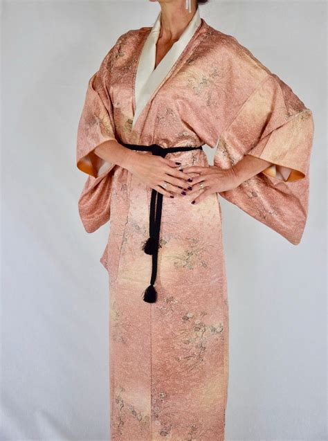 japanese silk kimono robe|vintage japanese silk robe.